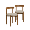 Aline elm wood and grey bouclé fabric chair (set of 2)