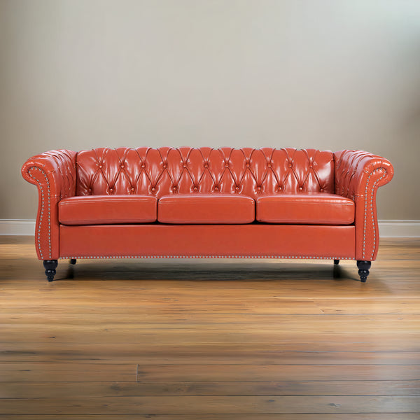 Kan Leather Chesterfield Three Seater Sofa