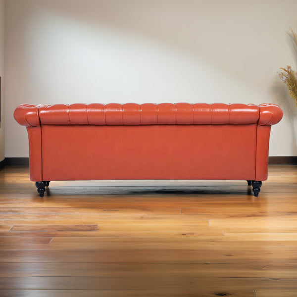 Kan Leather Chesterfield Three Seater Sofa