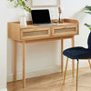BOMBONG Console 2 tiroirs en bois et cannage L100cm