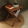 Charline mango wood and cane magazine rack