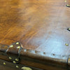 Coffee Table Luxury English Bridle Leather Hand Dyed Chestnut Brown Room Decor