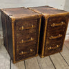 Luxury Leather Chestnut Brown Bedroom Nightstands