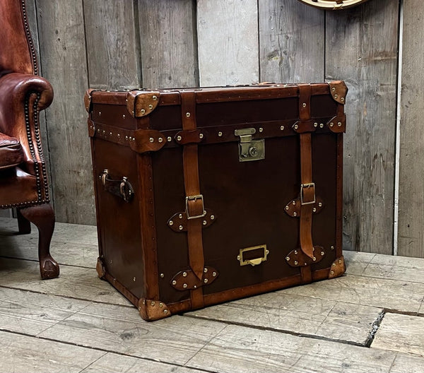 Bespoke Antique Belted Leather Console Side Table