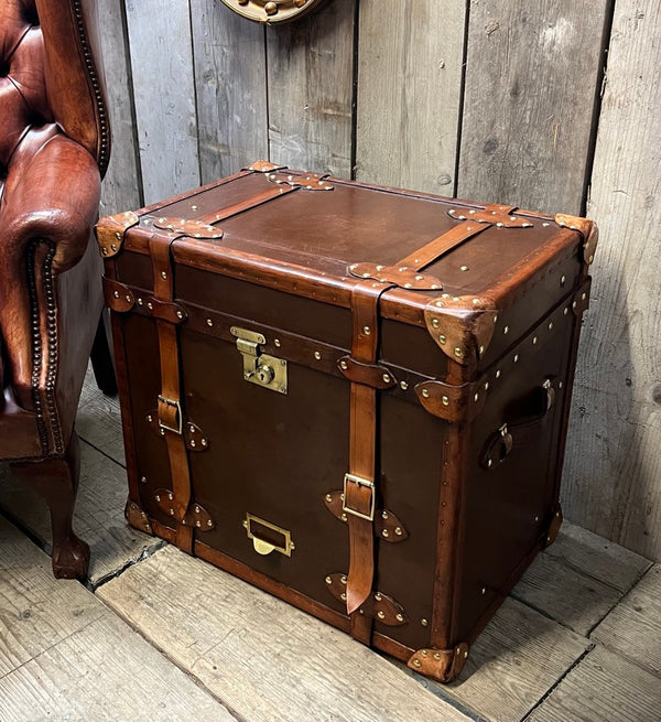 Bespoke Antique Belted Leather Console Side Table