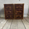 Luxury Leather Chestnut Brown Bedroom Nightstands