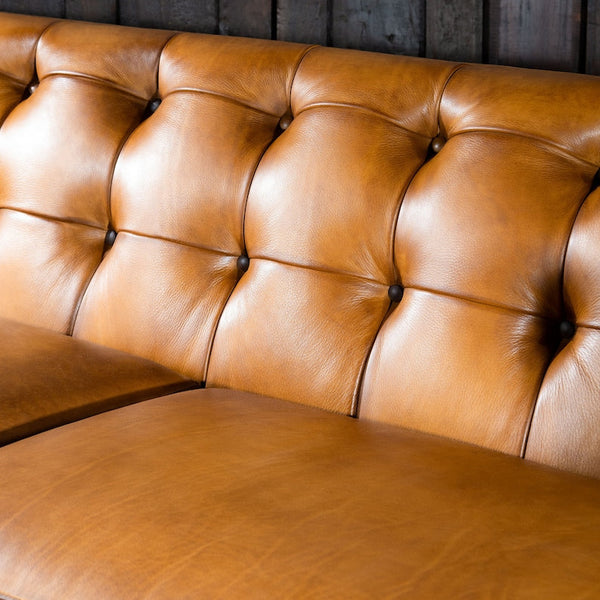 Hampton Tufted Leather Sofa | American Made | High Quality | Full Grain Leather