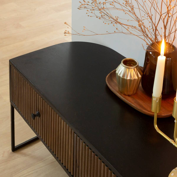 Ysé rounded mango wood and metal TV cabinet