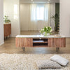 Judith acacia wood and white marble TV cabinet