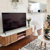 Judith acacia wood and white marble TV cabinet