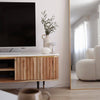 Judith acacia wood and white marble TV cabinet
