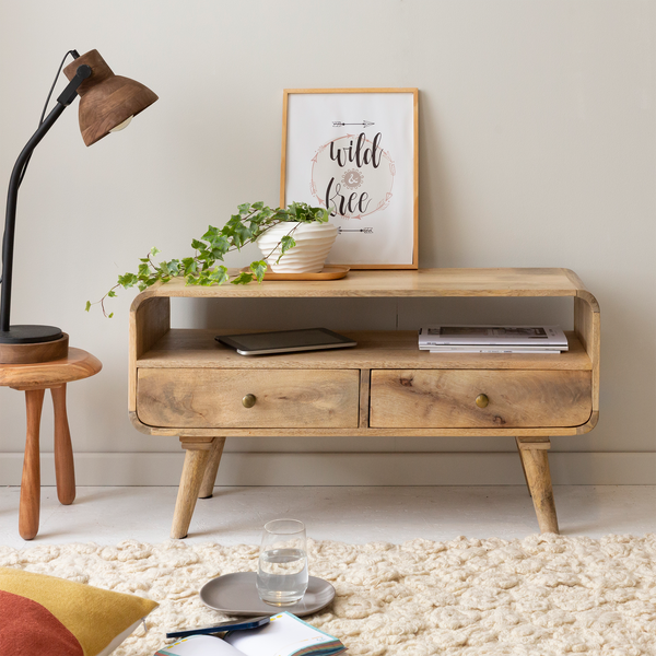 Small TV cabinet in mango wood Maëva