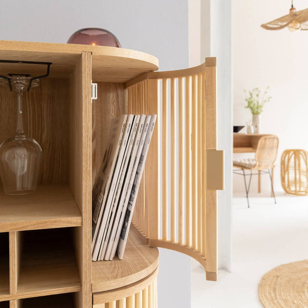Guido pine and cane bar cabinet