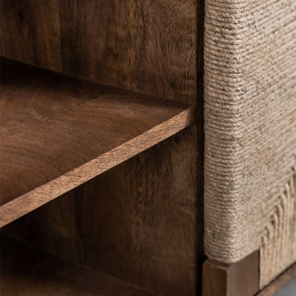 Evans 200x40 cm TV unit in mango wood and jute