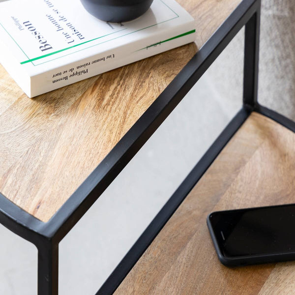 Maelle mango wood and metal side table