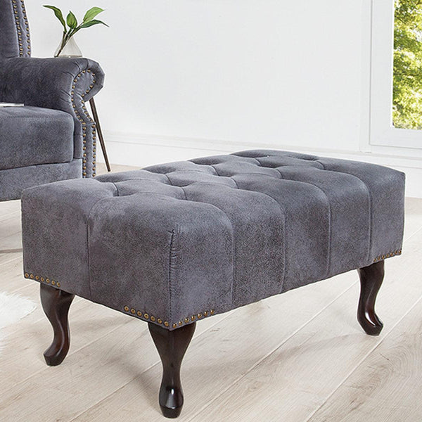 Norwich Chesterfield Antique Gray Ottoman #39 - Duraster 